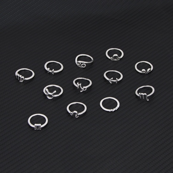 **BRYNN* 12-Pc Silver Zodiac Sign Fashion Ring Set - Picture 4 of 6